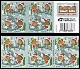 U.S.#5722-5725 Holiday Elves 60c FE FREE SHIPPING Booklet Pane of 20, MNH.