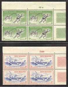 New Zealand Scott 852-53 (SG761-62) MNHOG Blks of 4 - 1957 Health Issue