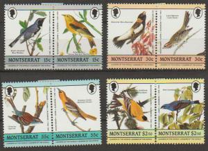 Montserrat SG 657a - 663a MH - 4 se-tenant pairs Birds