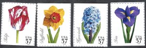 United States #3900-03 37¢ Spring Flowers (2005). Four booklet singles. MNH