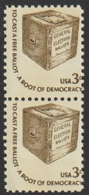 SC# 1584 - (3c) - Early Ballot Box, DULL gum, MNH Vertical Pair