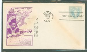 US 796 1937 3c virginia dare commemorative on an addressed, typed fdc with a dyer cachet