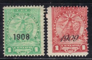 PARAGUAY SC# 174, 182 MH 1c  1908-09 OVERPRINT