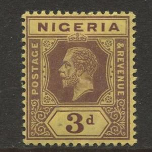 Nigeria -Scott 5 - KGV Definitive -1914 - MH - Single 3p Stamp