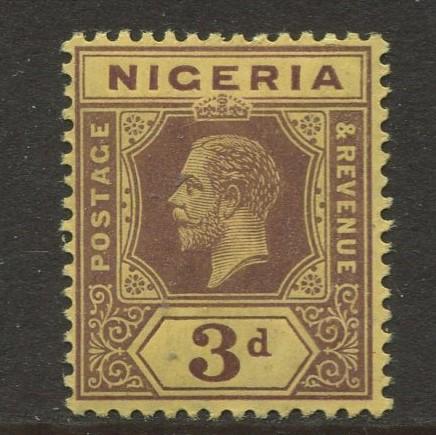 Nigeria -Scott 5 - KGV Definitive -1914 - MH - Single 3p Stamp