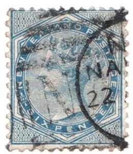 1874 New Zealand  Sc #98 - Six Pence Queen Victoria - Used stamp Cv$13.50