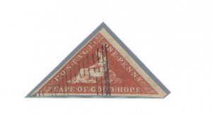 1853 CAPE OF GOOD HOPE, Stanley Gibbons #1, 1d. brick red shovels - USED - Great