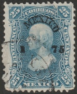 Mexico 1875 Sc 109 used Mexico 1 75 overprint