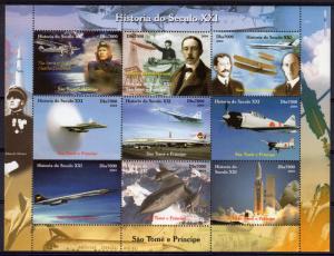 St.Thomas and Prince 2004 Space/Concorde/Wrigth Brothers Sheetlet Perforated MNH
