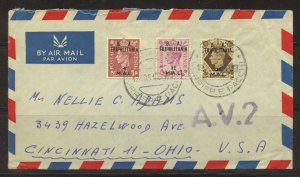Great Britain-E.A.F.-Tripolitania Scott 17,21,23 on Air Mail cover from Libya