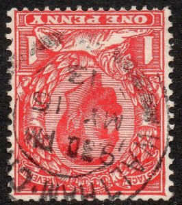 1912 Sg 336Wi N10/1 1d scarlet (T1, R Cypher, Die B) Inverted Watermark