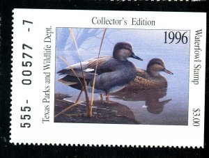 TEXAS STATE DUCK #16 MINT VF NH Cat $75