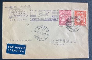 1939 Warsaw Poland First First Airmail Cover FFC To Beograd Yugoslavia
