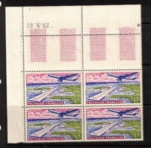 French Polynesia Sc C28 MNH Block of 4 of 1960 - Airport Papeete - HJ12