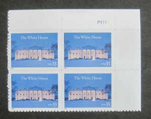 US SCOTT #3445 33c PLATE BLOCK OF 4 - 2000 THE WHITE HOUSE MNH FREE SHIP