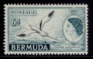 BERMUDA QEII SG143, 6d black & deep turquoise, M MINT.