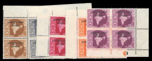 India - Indochina #6-10 Cat$47.20, 1957 Cambodia, complete set in blocks of f...