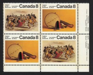 ABORIGINAL = SUBARCTIC INDIANS = HISTORY = Canada 1975 #575a MNH LR BLOCK of 4