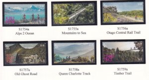 NEW ZEALAND 2018 CYCLE TRAILS SET AND S/SHEET MNH POST OFFICE FRESH