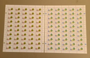 United Nations Geneva Scott # 39-40 1974 MNH 30,60ct Full Sheet of 50