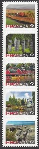 Canada #2894i MNH strip of 5, UNESCO world heritage sites in Canada, issued 2016