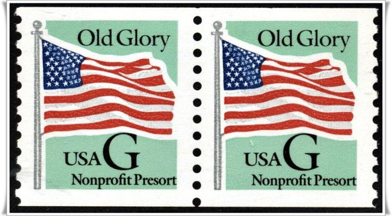 SC#2893 (5¢) G Nonprofit Presort Rate Old Glory Coil Pair (1995) MNH