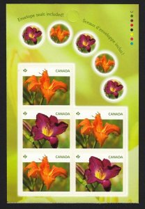 LILY = BACK BOOKLET PAGE OF 5 + STICKERS Canada 2012 #2529-2530 MNH