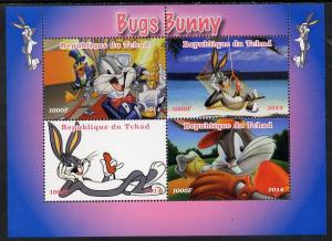Chad 2014 Bugs Bunny #1 perf sheetlet containing 4 values...