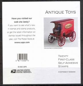 USA - Scott 3629e - Antique Toys (37c)