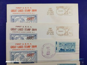 ASDA Great Lakes Stamp Show Detroit MI 1957 Philatelic Expo Meter slogan cover