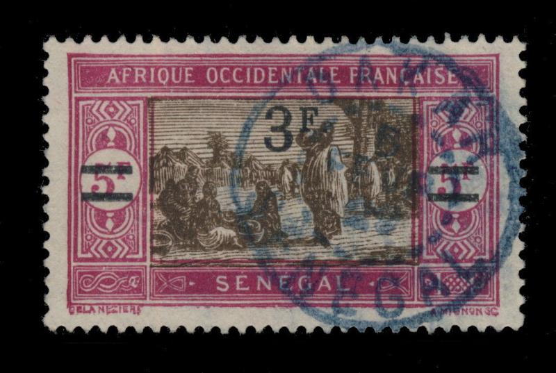 SÉNÉGAL - 1929 - CAD DOUBLE CERCLE DAKAR / SÉNÉGAL EN BLEU SUR N°99