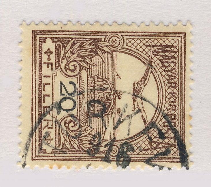 HUNGARY - 1916 TURKEVE CDS ON 20fi BROWN Wmk.7X P.15 MiNr.117X