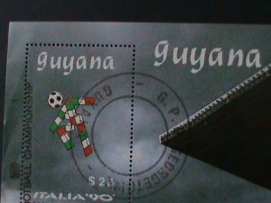​GUYANA-1990 WORLD CUP SOCCER ITALIA'90 CTO S/S VF LAST ONE FANCY CANCEL