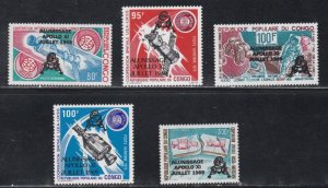 Congo # C251-255, Apollo 11 Moon Landing, Black Overprint, Mint NH, 1/2 Cat.