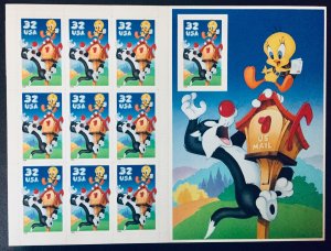 United States #3306 33¢ Daffy Duck SS. Pane of 10 cut from press sheet MNH