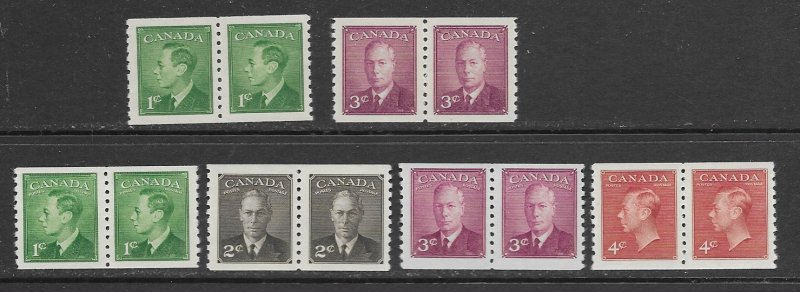 Canada 295-6,297-300 MNH coil pairs,  vf see desc. 2020 CV$53.70++