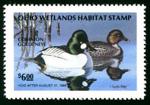 #STATE DUCK Ohio 7 VF/XF mint hinged, JUMBO STAMP, face value is $6. a super ...