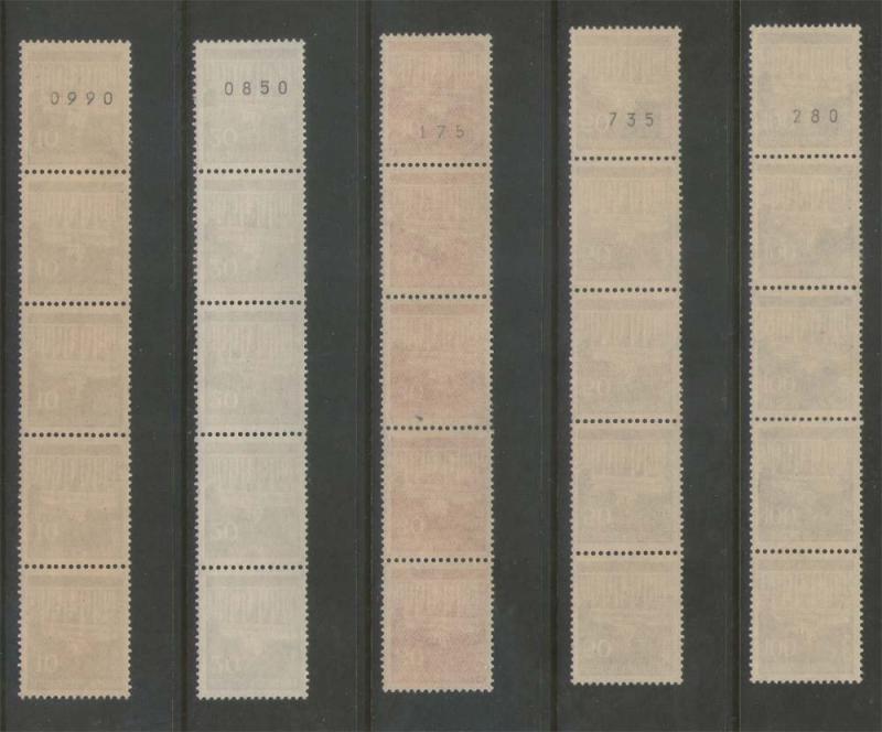 Germany Berlin Sc 9N251-255 strip 5 with # Coil MNH