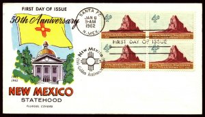 Scott 1191 4 Cents New Mexico Fluegel FDC Block Of 4 Unaddressed Planty 1191-12