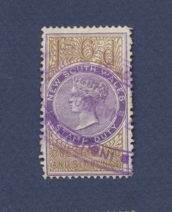 NEW SOUTH WALES -  used - 1 Sh 6d - STAMP DUTY - Queen Victoria