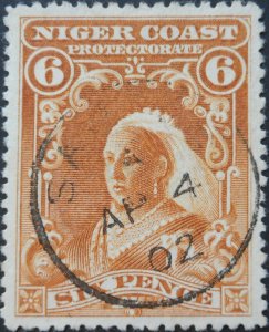 Niger Coast 1902 QV 6d with SAPELE Code A postmark