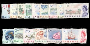 Bahamas #204-218 Cat$41.30, 1965 QEII, complete set, hinged