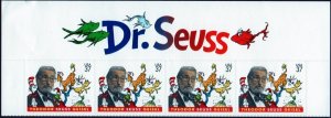 Scott #3835 Dr. Seuss (Cat In the Hat) Title Block of 4 Stamps - MNH PC#8