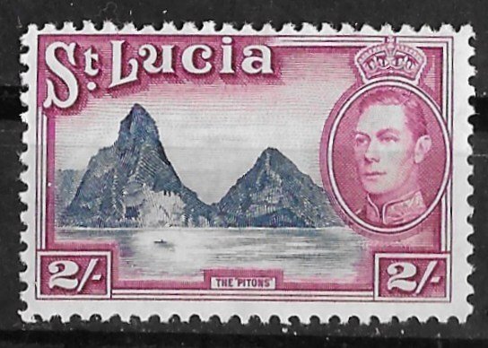 St. Lucia # 122  George VI  2sh Pitons  (1)  VLH Unused