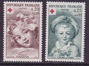 France B365-66 MNH 1962 Rosalie Fragonard & Child Dressed as Pierrot Paintings