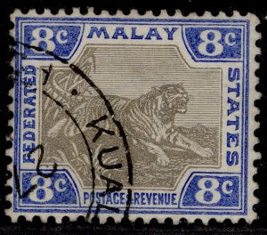 MALAYSIA - Federated Malay QV SG19b, 8c grey-brown & ultramarine, FINE USED.