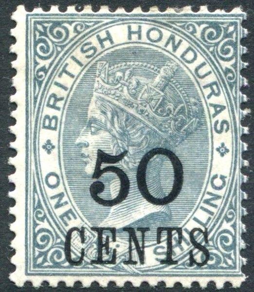 BRITISH HONDURAS-1888 50c on 1/- Grey Sg 42  MOUNTED MINT V23038