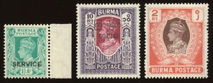 Burma - Sc#63, 84, O19.  MNH.  SCV $19.90