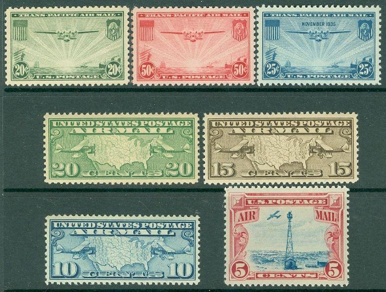 EDW1949SELL : USA Group of 7 XF-Superb, Mint Never Hinged Air Mails. Cat $56