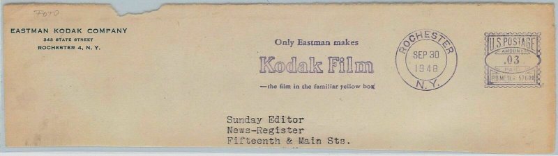 big036 - USA - POSTAL HISTORY - postmak machine on cutout CINEMA / PHOTOGRAPHY-